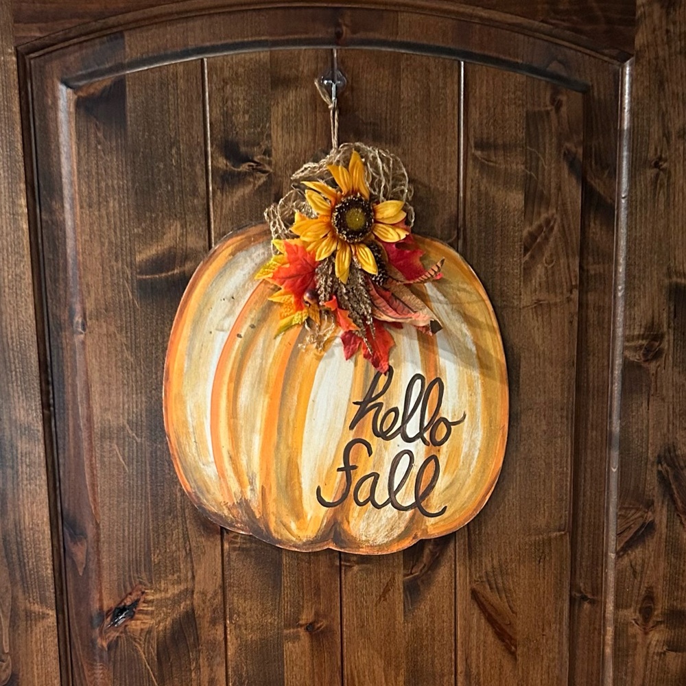 Hello Fall Double‎ Sided Pumpkin Door Sign